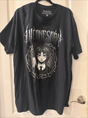 Black Graphic Tee with Wednesday Adam’s